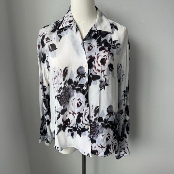 Rare Vintage Bellows Brut French Floral Button Down Blouse - Picture 1 of 8
